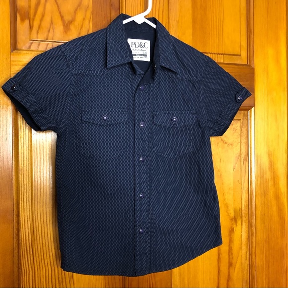 Size 5 short sleeve snap down blue shirt PD&C - Picture 1 of 8